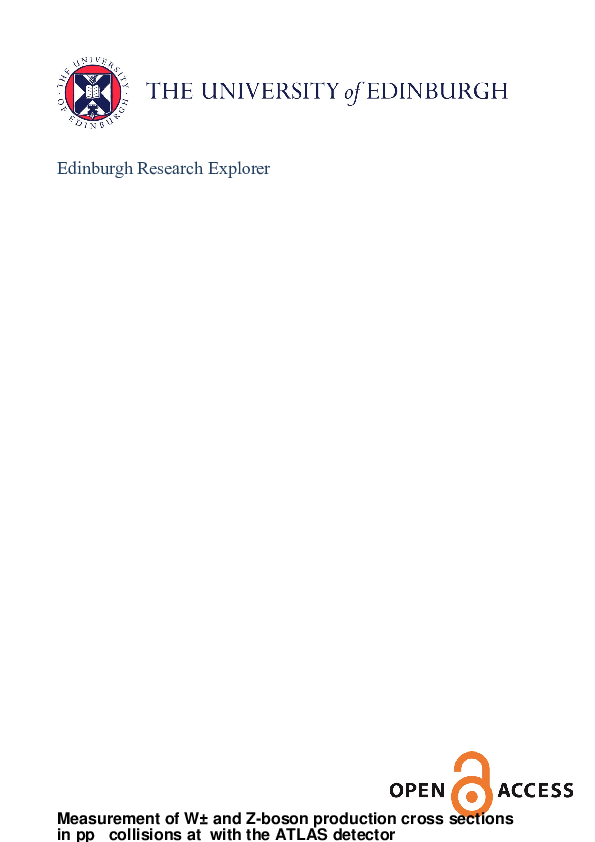 (PDF) Measurement of W and Z boson production cross sections in pp ...