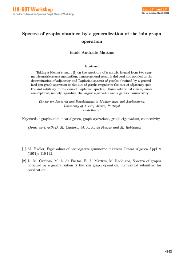 (PDF) Spectra of graphs obtained by a generalization of the join graph ...