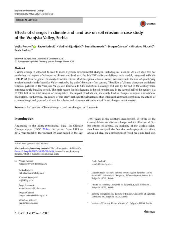 (PDF) Effects of changes in climate and land use on soil erosion: a ...