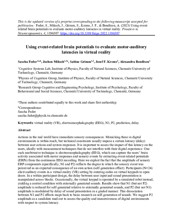 (PDF) Using event-related brain potentials to evaluate motor-auditory ...
