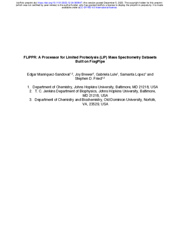 (PDF) FLiPPR: A Processor for Limited Proteolysis (LiP) Mass ...