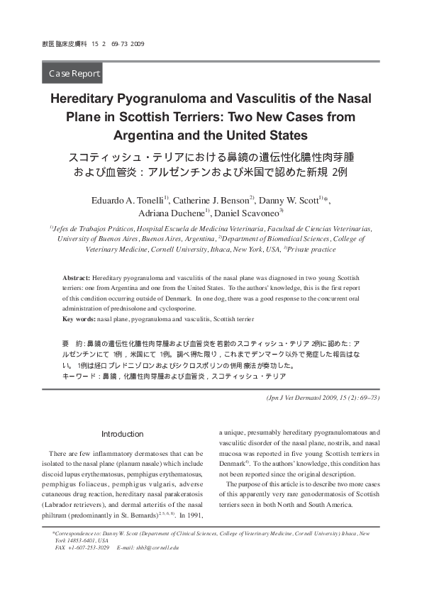 (PDF) Hereditary Pyogranuloma and Vasculitis of the Nasal Plane in ...