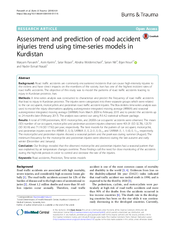 (PDF) Assessment and prediction of road accident injuries trend using ...