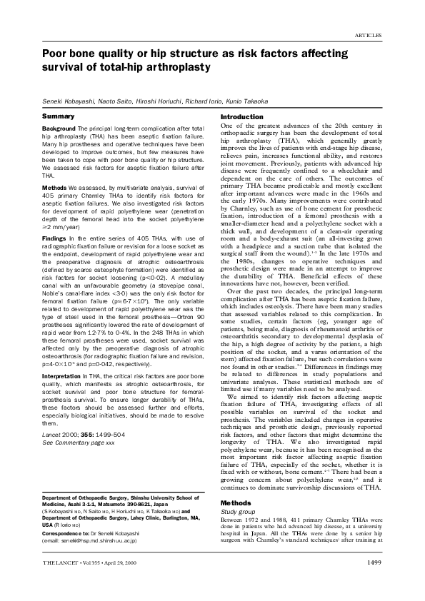(PDF) Poor bone quality or hip structure as risk factors affecting ...