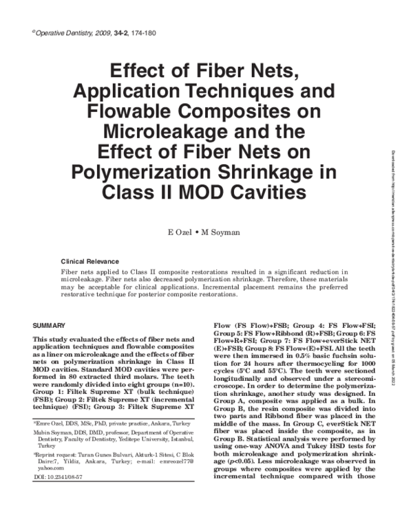 (PDF) Effect of Fiber Nets, Application Techniques and Flowable ...
