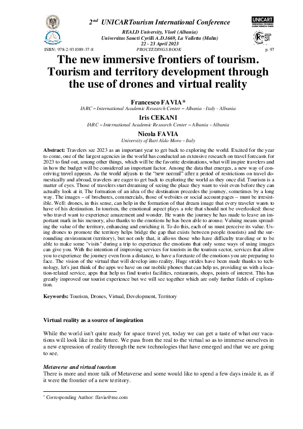 (PDF) The new immersive frontiers of tourism. Tourism and territory ...