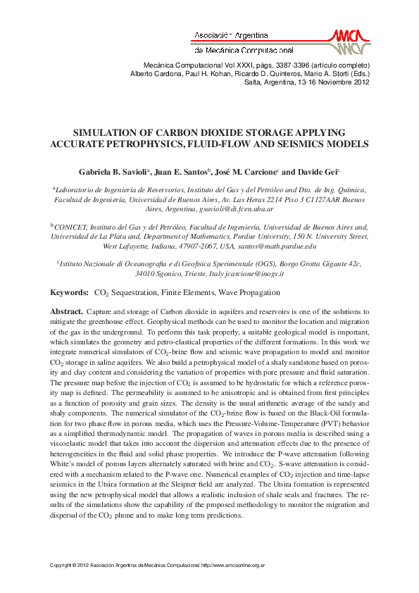 (PDF) Simulation of Carbon Dioxide Storage Applying Accurate ...