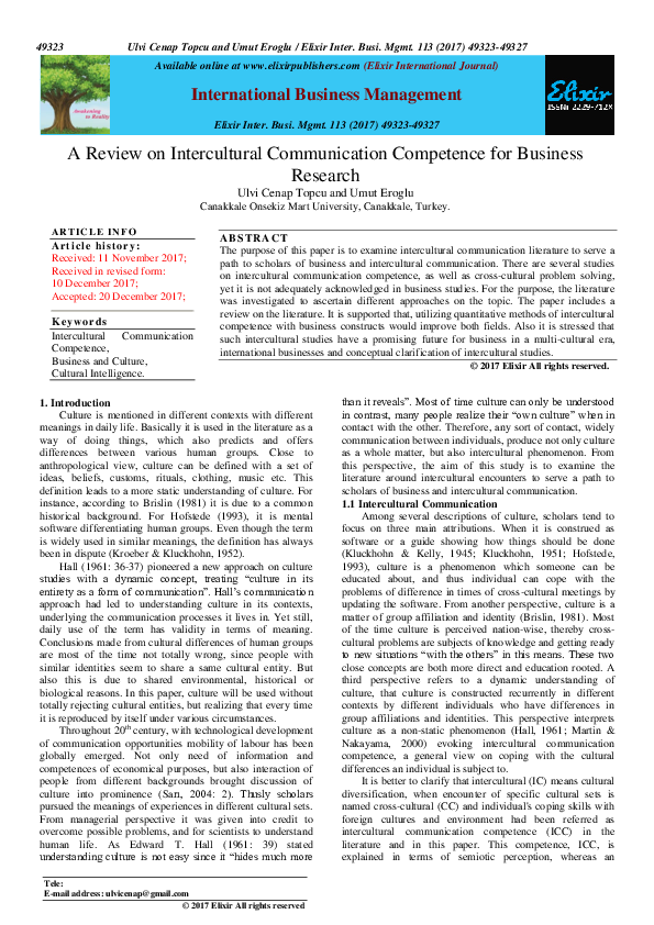 (PDF) A Review on Intercultural Communication Competence for Business ...