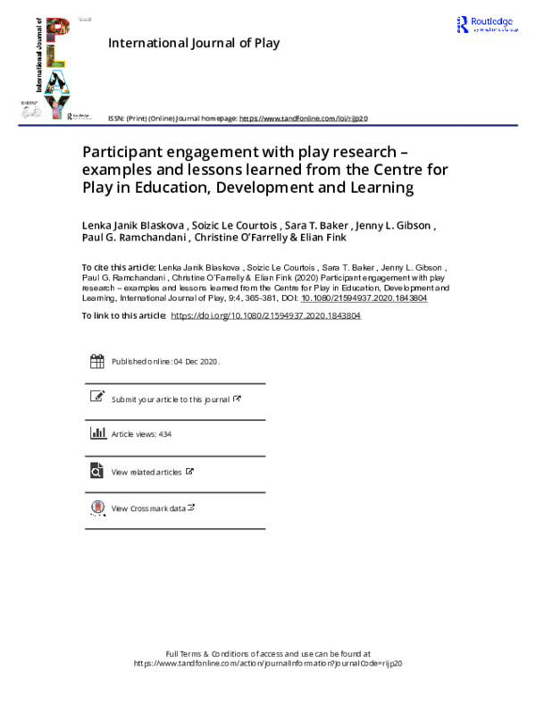 (PDF) Participant engagement with play research – examples and lessons ...