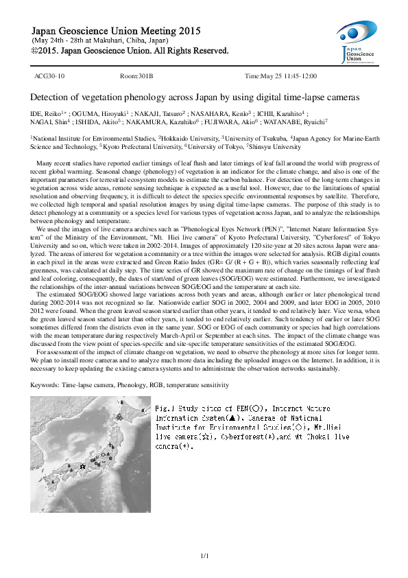 (PDF) Detection of vegetation phenology across Japan by using digital ...
