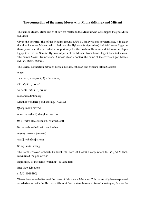 (PDF) The connection of the name Moses with Mitha