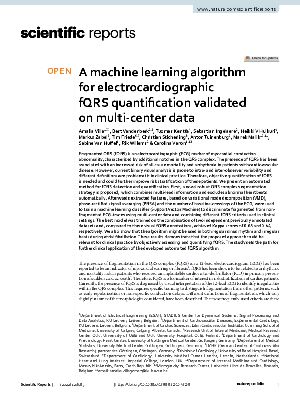 (PDF) A machine learning algorithm for electrocardiographic fQRS ...