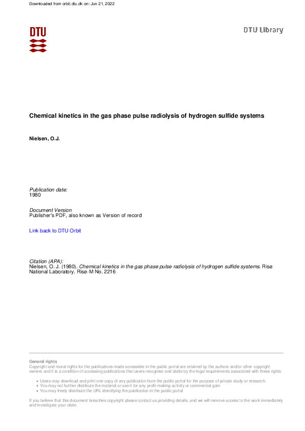 (PDF) Chemical kinetics in the gas phase pulse radiolysis of hydrogen ...