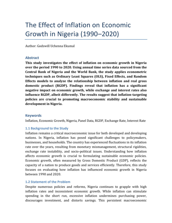 (PDF) The Effect of Inflation on Economic Growth in Nigeria (1990–2020)