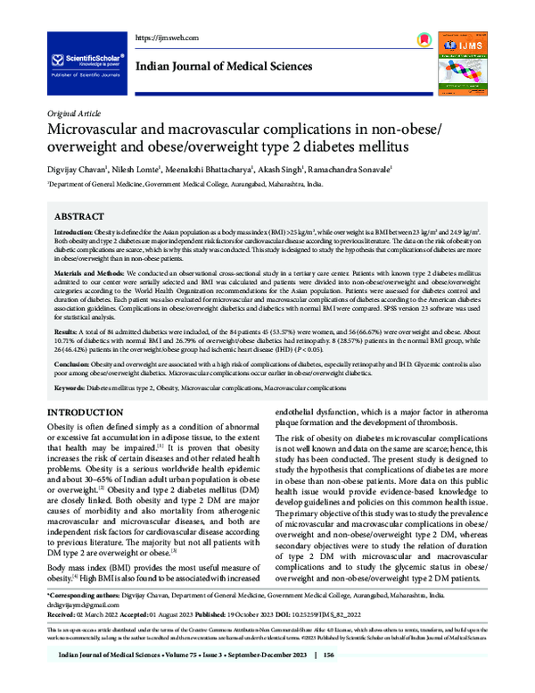 (PDF) Microvascular and macrovascular complications in non-obese ...