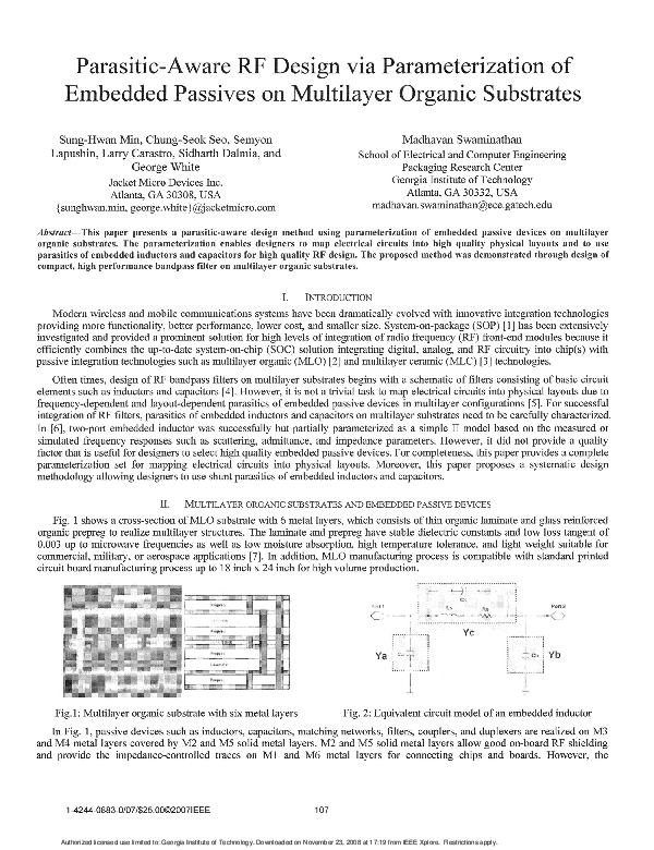 (PDF) Parasitic-Aware RF Design via Parameterization of Embedded ...