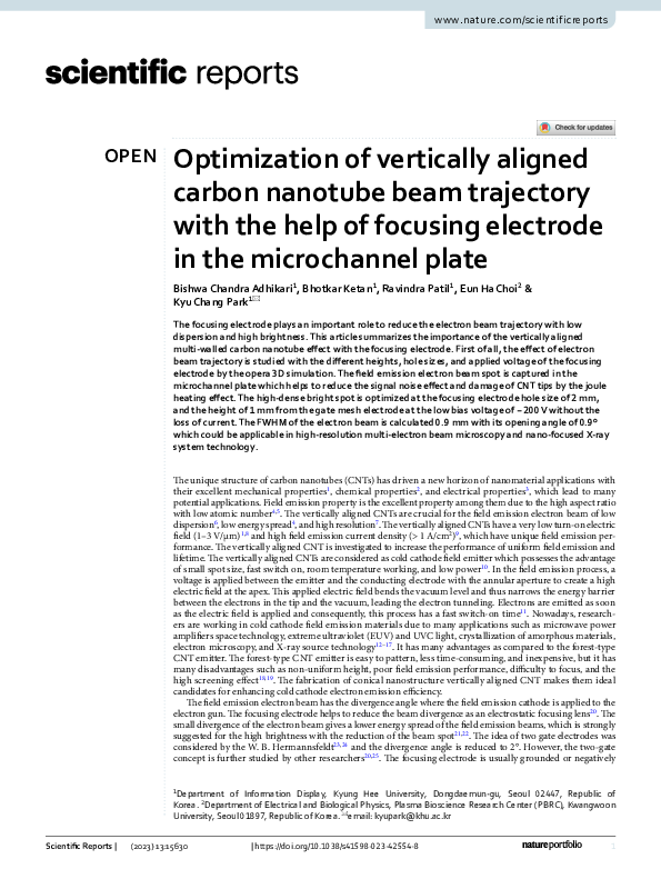 (PDF) Optimization of vertically aligned carbon nanotube beam ...