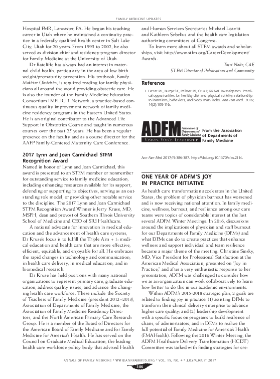 (PDF) One Year of Adfm’s Joy in Practice Initiative