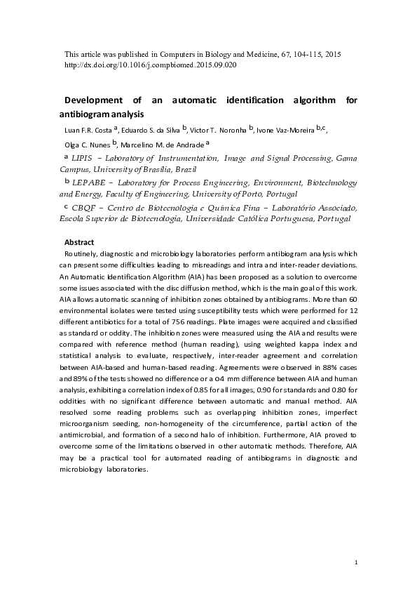 (PDF) Development of an automatic identification algorithm for ...