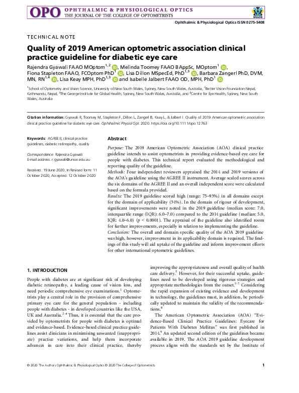 (PDF) Quality of 2019 American optometric association clinical practice ...