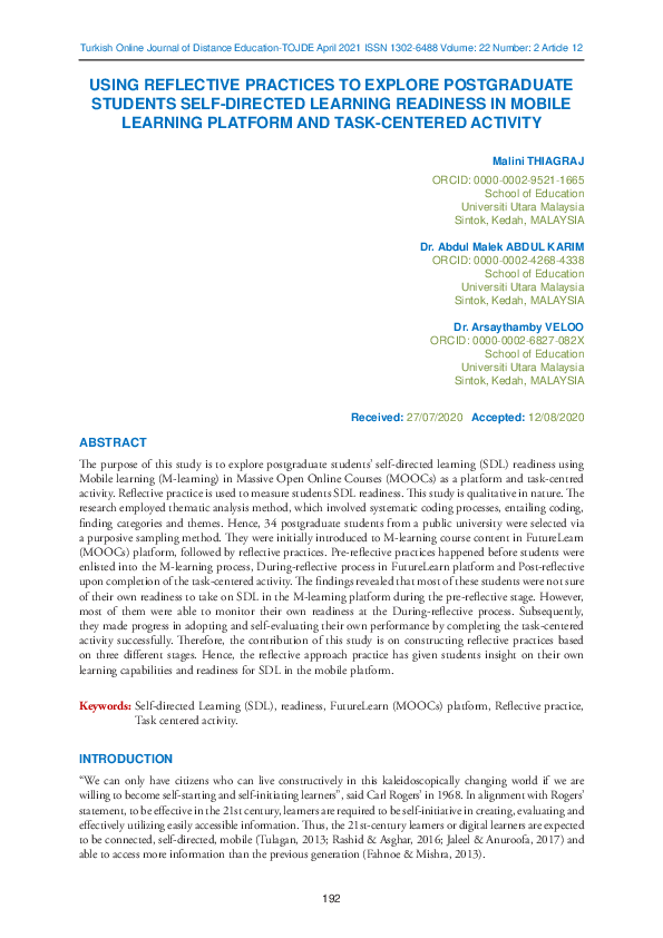 (PDF) Using Reflective Practices to Explore Postgraduate Students Self ...