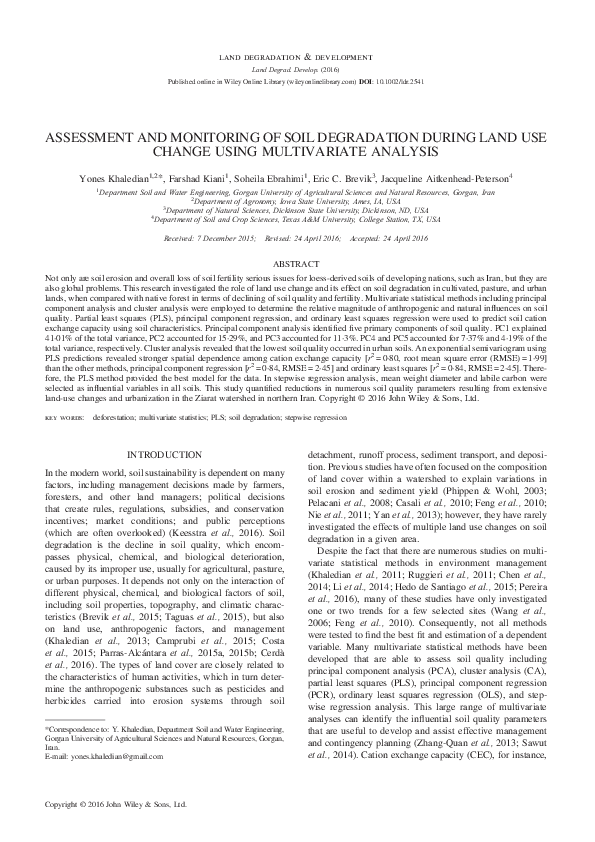 (PDF) Assessment and Monitoring of Soil Degradation during Land Use ...