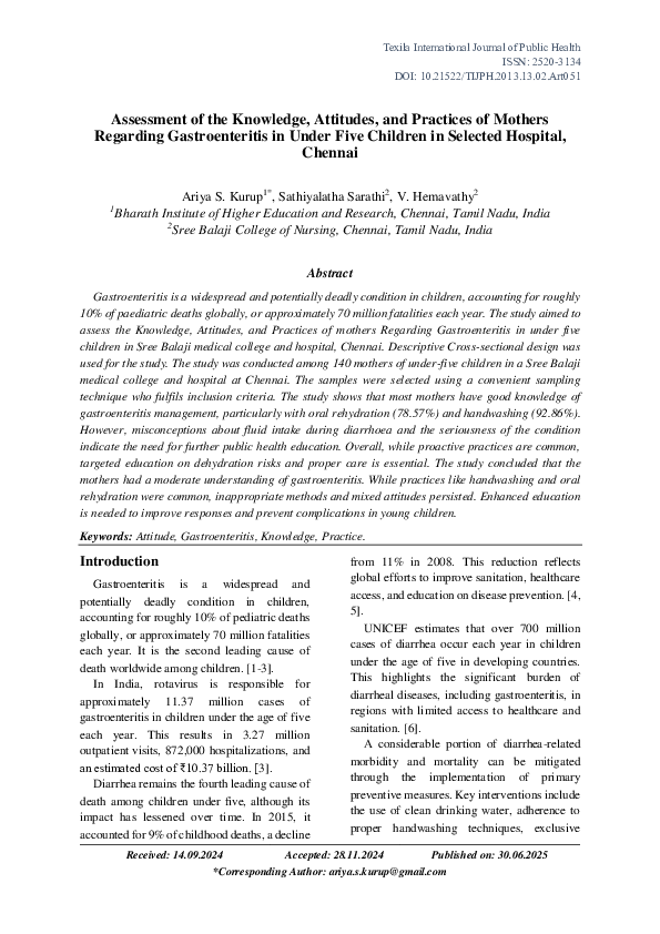 (PDF) Assessment of the Knowledge, Attitudes, and Practices of Mothers ...