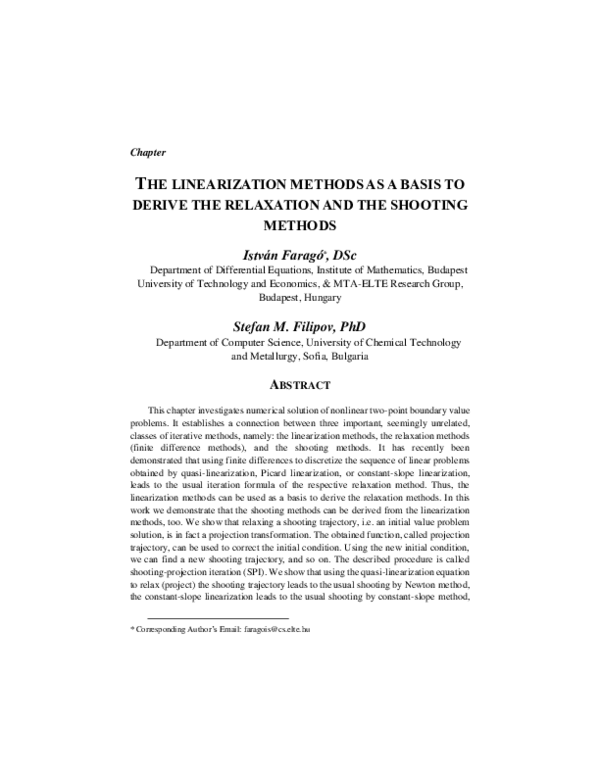 (PDF) The linearization methods as a basis to derive the relaxation and ...