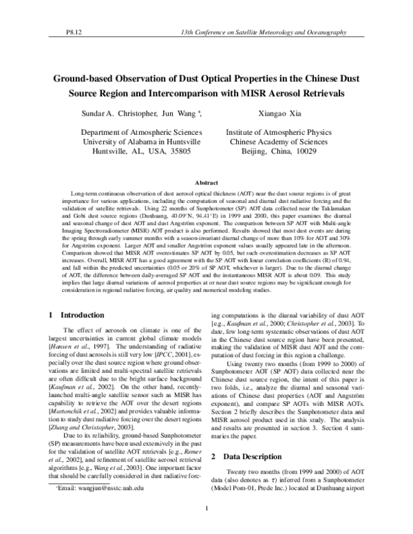 (PDF) Ground-based observation of Dust Optical Properties in the ...