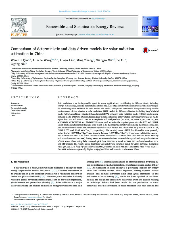 (PDF) Comparison of deterministic and data-driven models for solar ...