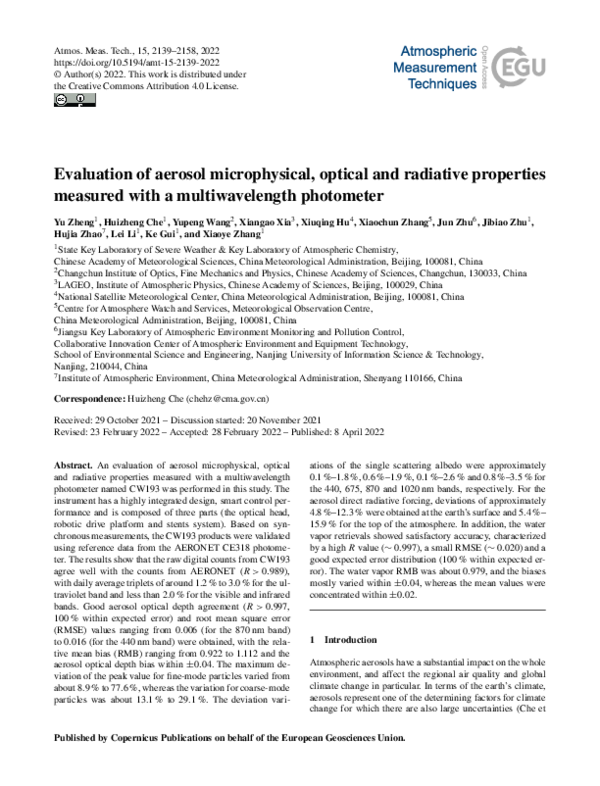 (PDF) Evaluation of aerosol microphysical, optical and radiative ...