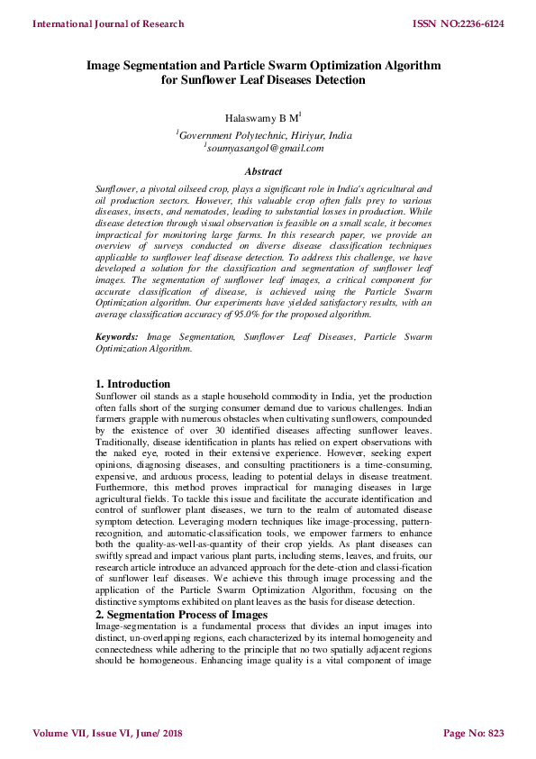 (PDF) Image Segmentation and Particle Swarm Optimization Algorithm for ...