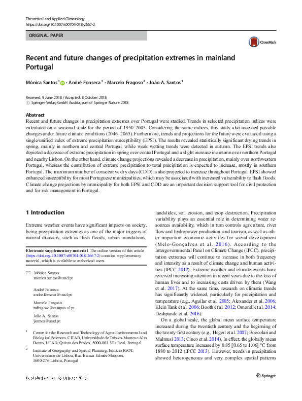 (PDF) Recent and future changes of precipitation extremes in mainland ...