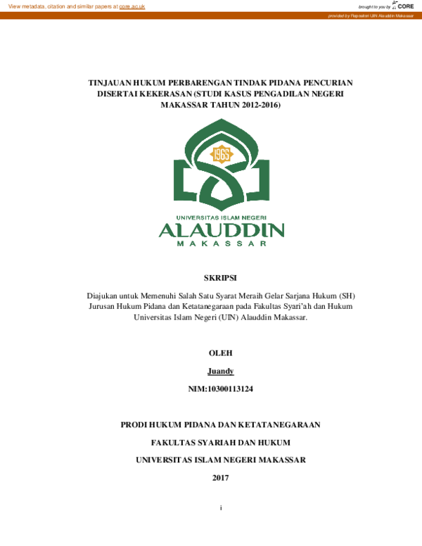 (PDF) Tinjauan Hukum Perbarengan Tindak Pidana Pencurian Disertai ...