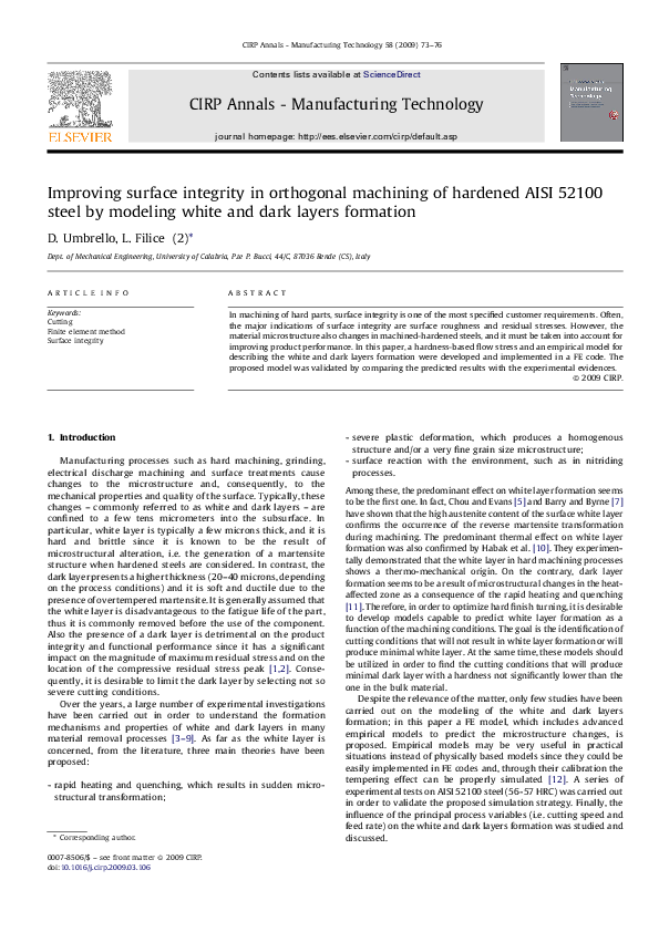 (PDF) Improving surface integrity in orthogonal machining of hardened ...
