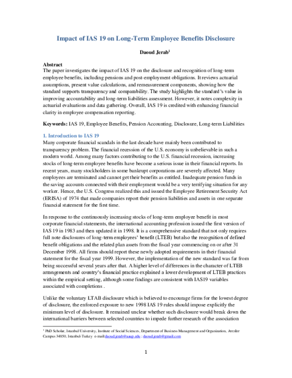 (PDF) Impact of IAS 19 on Long-Term Employee Benefits Disclosure