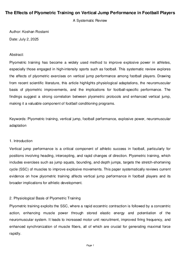 (PDF) The Effects of Plyometric Training on Vertical Jump Performance ...