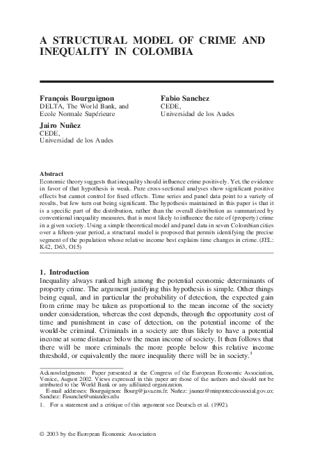 (PDF) A Structural Model of Crime and Inequality in Colombia