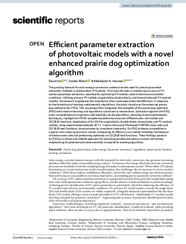 (PDF) Efficient parameter extraction of photovoltaic models with a ...