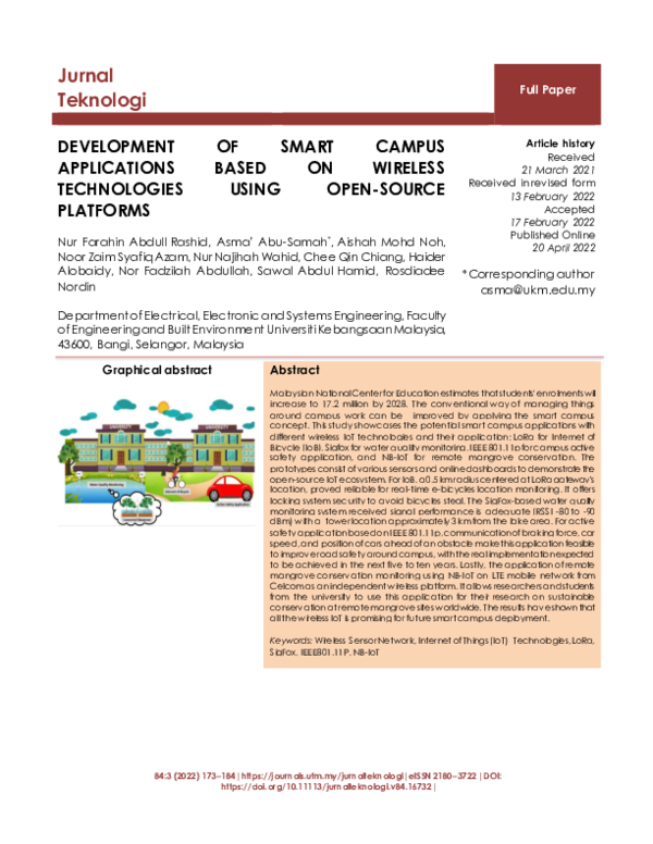 (PDF) Development of Smart Campus Applications Based on Wireless ...