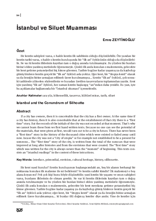 (PDF) Istanbul and the Conundrum of Silhoutte