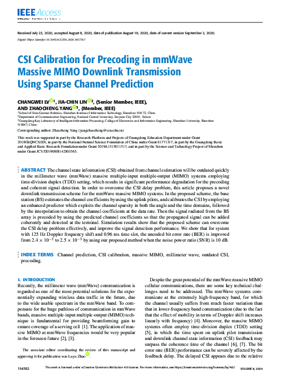 (PDF) CSI Calibration for Precoding in mmWave Massive MIMO Downlink ...