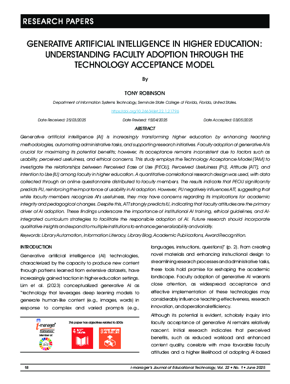 (PDF) GENERATIVE ARTIFICIAL INTELLIGENCE IN HIGHER EDUCATION ...