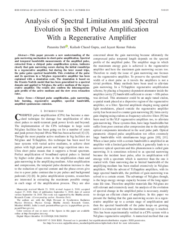 (PDF) Analysis of Spectral Limitations and Spectral Evolution in Short ...