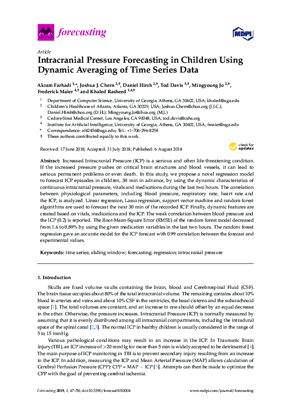 (PDF) Intracranial Pressure Forecasting in Children Using Dynamic ...