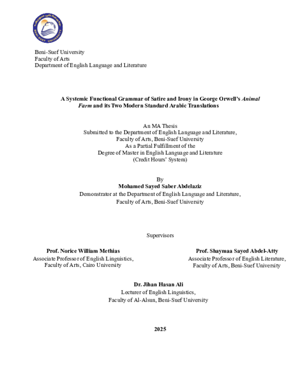 (PDF) A Systemic Functional Grammar of Satire and Irony in George ...