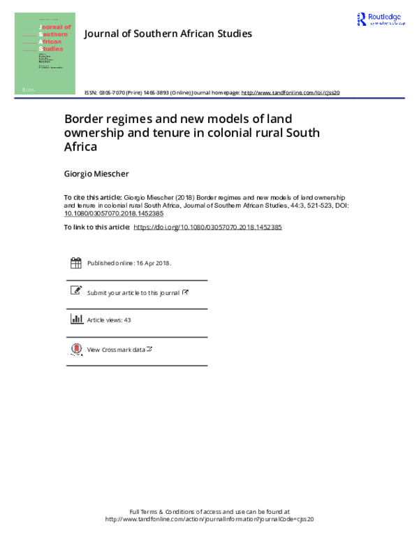 (PDF) Border regimes and new models of land ownership and tenure in ...