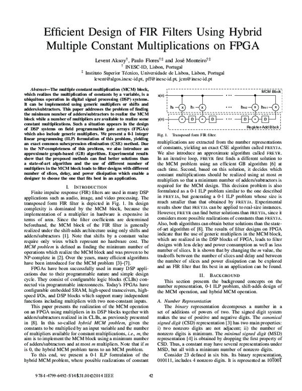 (PDF) Efficient design of FIR filters using hybrid multiple constant ...