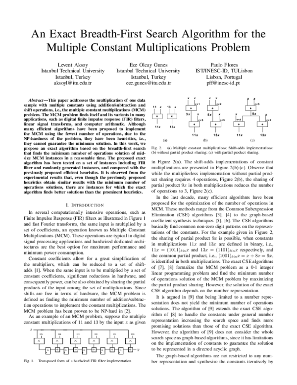 (PDF) An exact breadth-first search algorithm for the multiple constant ...