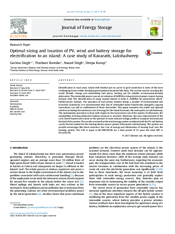 (PDF) Optimal sizing and location of PV, wind and battery storage for ...